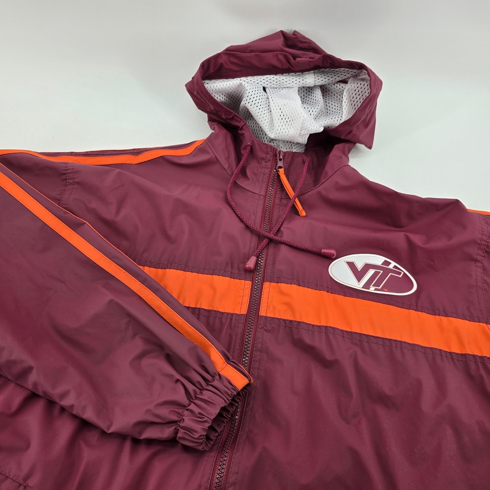Collegiate Licensed Virginia Tech Windbreaker Jacket Mens Hooded Maroon Large